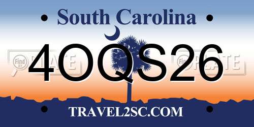 4OQS26 South Carolina License Plate