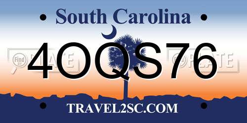 4OQS76 South Carolina License Plate
