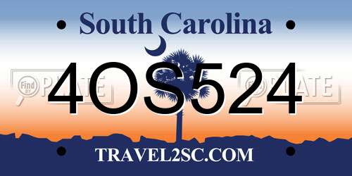 4OS524 South Carolina License Plate