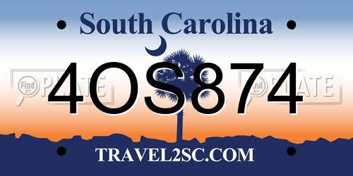 4OS874 South Carolina License Plate