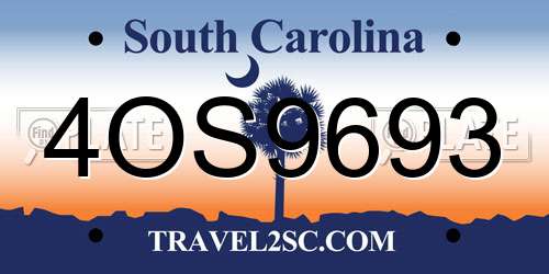 4OS9693 South Carolina License Plate