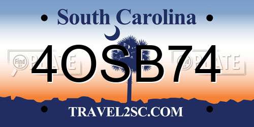 4OSB74 South Carolina License Plate