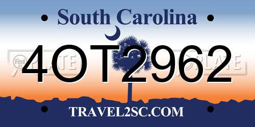 4OT2962 South Carolina License Plate