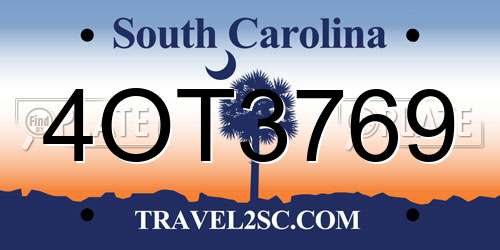 4OT3769 South Carolina License Plate