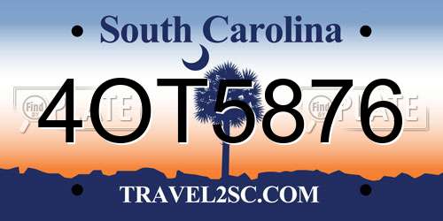 4OT5876 South Carolina License Plate