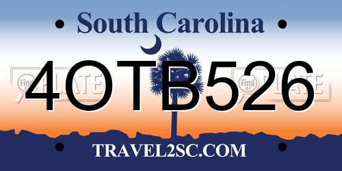 4OTB526 South Carolina License Plate