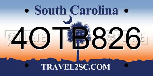 4OTB826 South Carolina License Plate