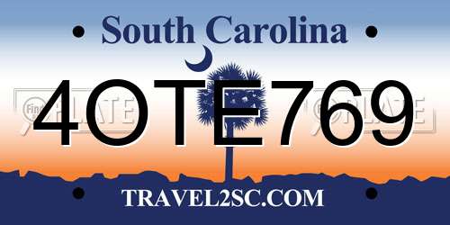 4OTE769 South Carolina License Plate