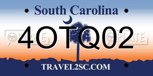 4OTQ02 South Carolina License Plate