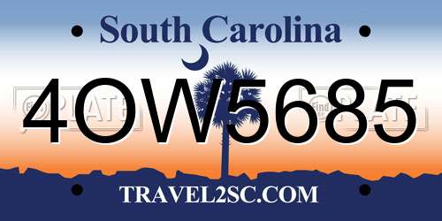 4OW5685 South Carolina License Plate