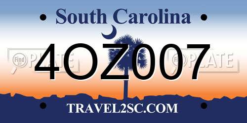 4OZ007 South Carolina License Plate