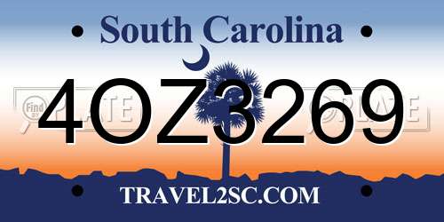 4OZ3269 South Carolina License Plate