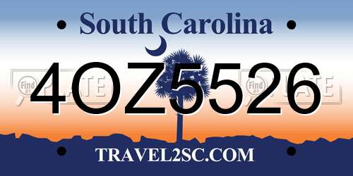 4OZ5526 South Carolina License Plate
