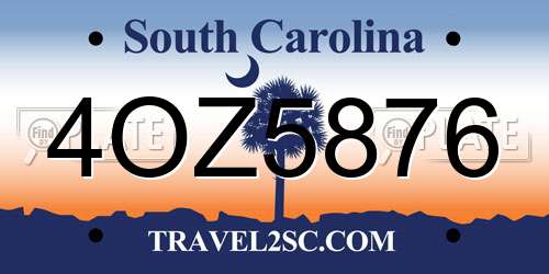 4OZ5876 South Carolina License Plate
