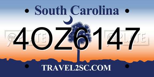 4OZ6147 South Carolina License Plate