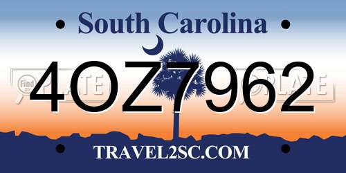 4OZ7962 South Carolina License Plate