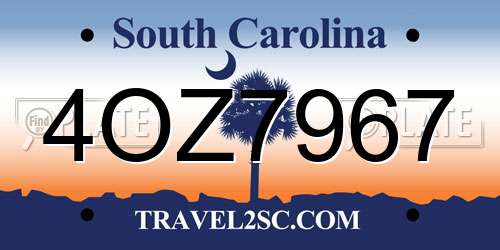 4OZ7967 South Carolina License Plate