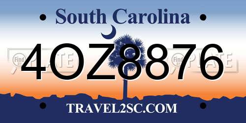 4OZ8876 South Carolina License Plate