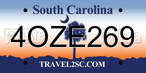 4OZE269 South Carolina License Plate