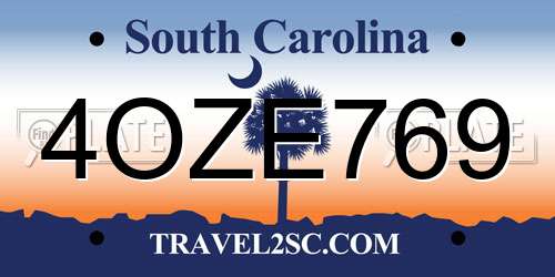 4OZE769 South Carolina License Plate