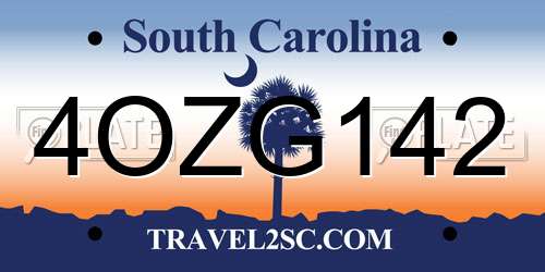 4OZG142 South Carolina License Plate