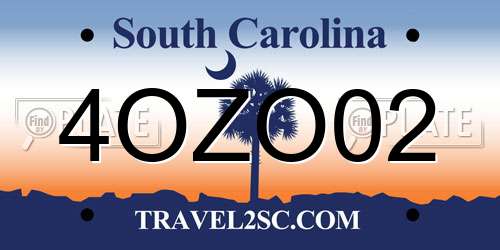 4OZO02 South Carolina License Plate