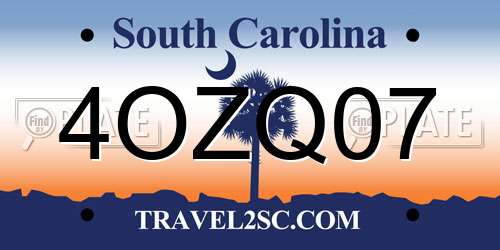4OZQ07 South Carolina License Plate