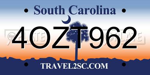 4OZT962 South Carolina License Plate