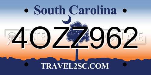 4OZZ962 South Carolina License Plate