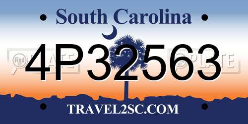 4P32563 South Carolina License Plate