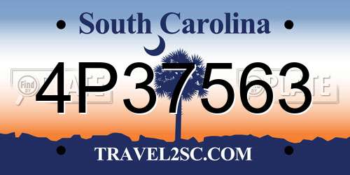 4P37563 South Carolina License Plate