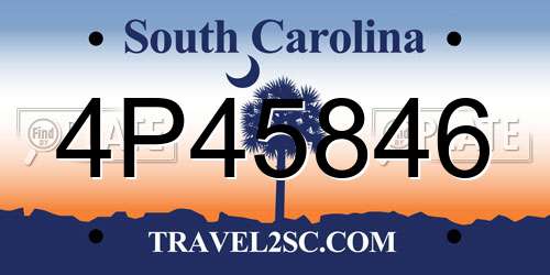 4P45846 South Carolina License Plate
