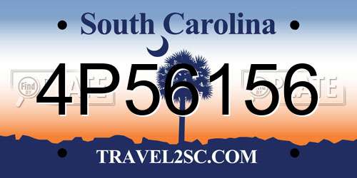 4P56156 South Carolina License Plate