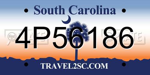 4P56186 South Carolina License Plate
