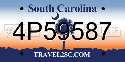 4P59587 South Carolina License Plate