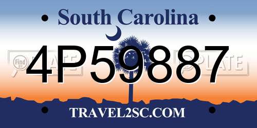 4P59887 South Carolina License Plate