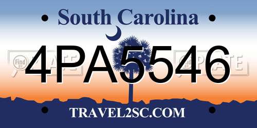 4PA5546 South Carolina License Plate