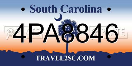 4PA8846 South Carolina License Plate
