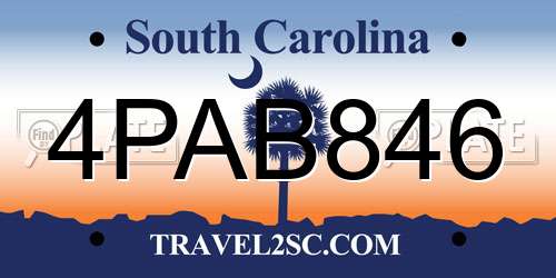 4PAB846 South Carolina License Plate