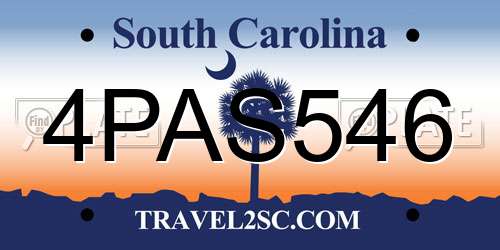 4PAS546 South Carolina License Plate