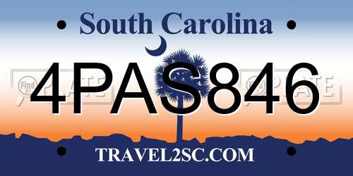 4PAS846 South Carolina License Plate