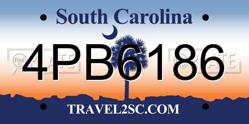 4PB6186 South Carolina License Plate