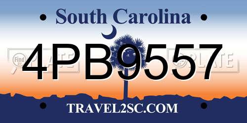 4PB9557 South Carolina License Plate