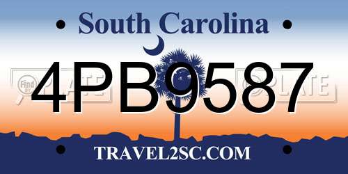 4PB9587 South Carolina License Plate