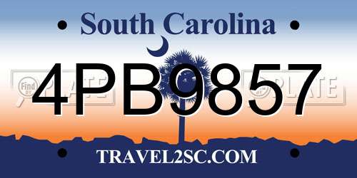 4PB9857 South Carolina License Plate