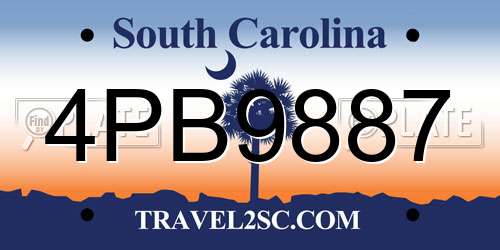 4PB9887 South Carolina License Plate