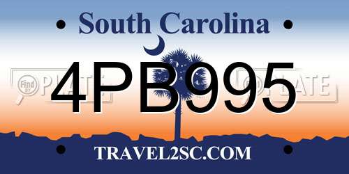 4PB995 South Carolina License Plate