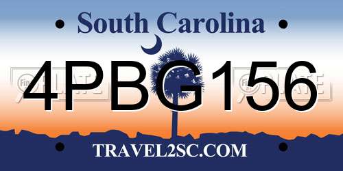 4PBG156 South Carolina License Plate