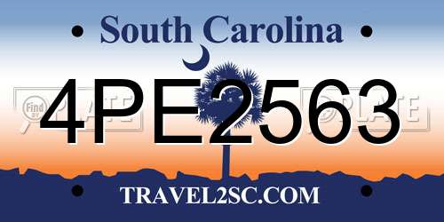 4PE2563 South Carolina License Plate
