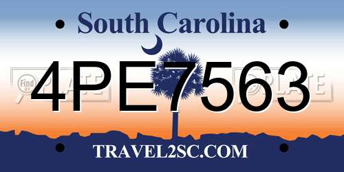 4PE7563 South Carolina License Plate